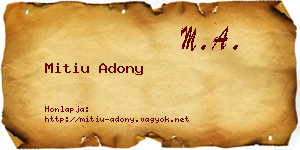 Mitiu Adony névjegykártya